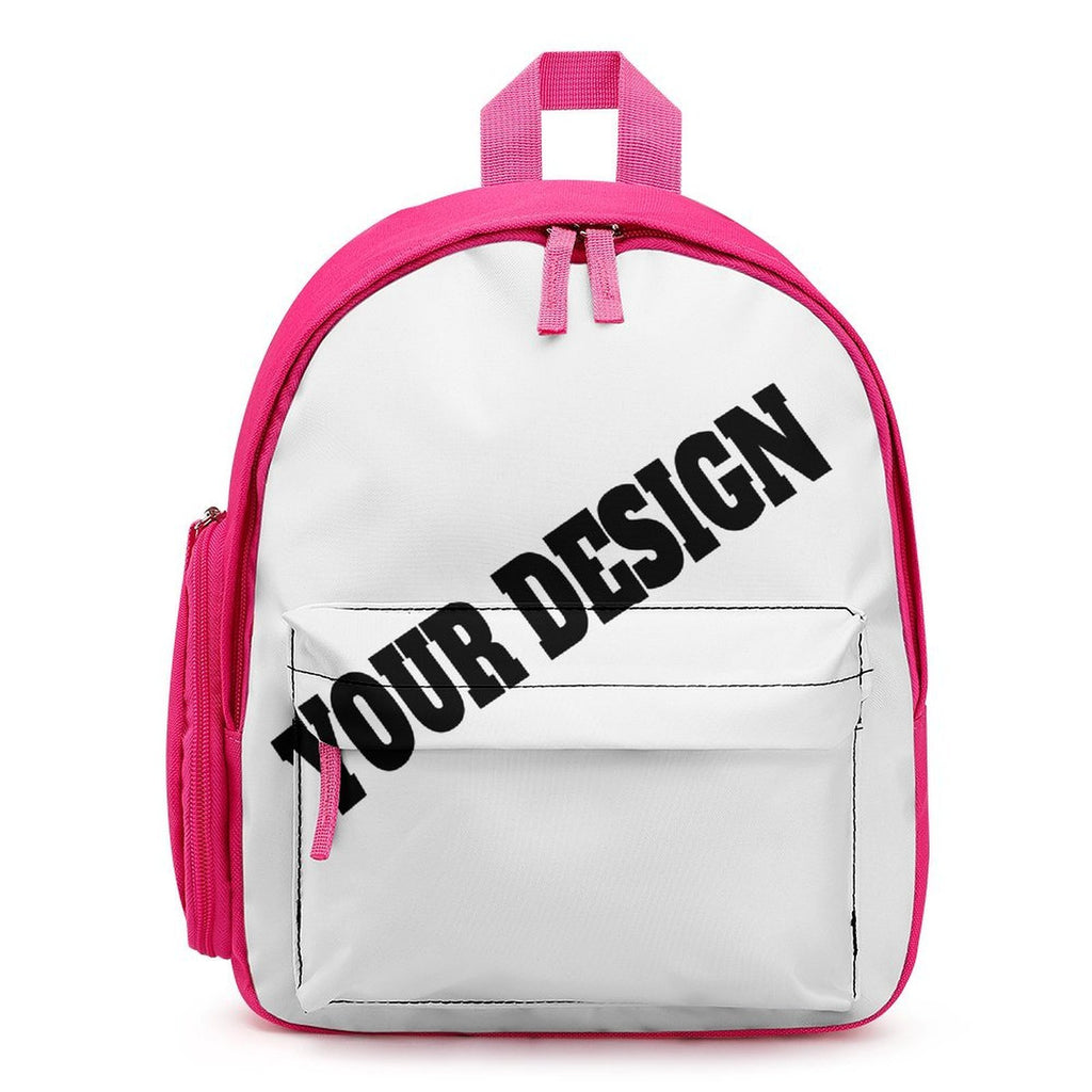 Custom design kids backpack blank template with hot pink straps