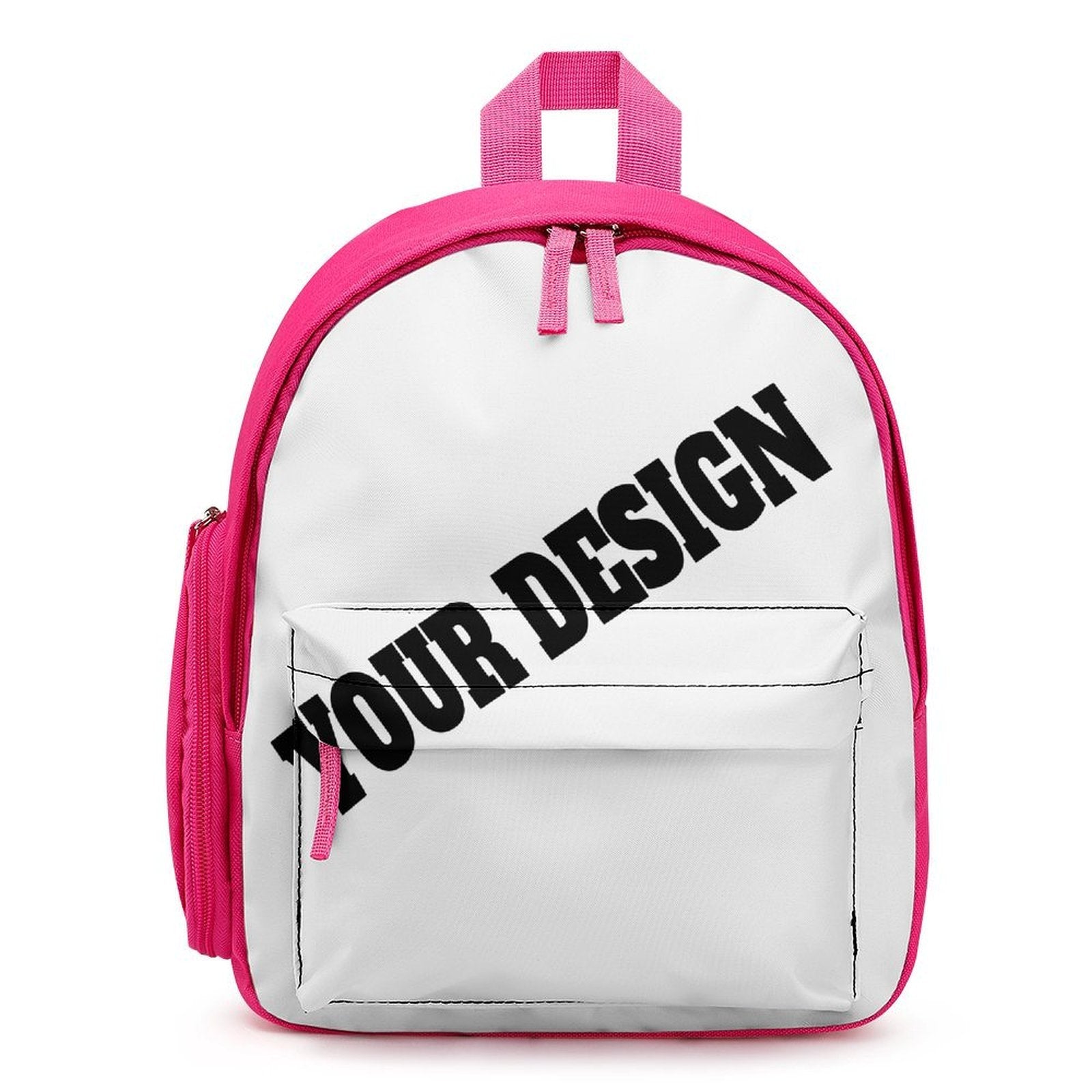 Custom design kids backpack blank template with hot pink straps
