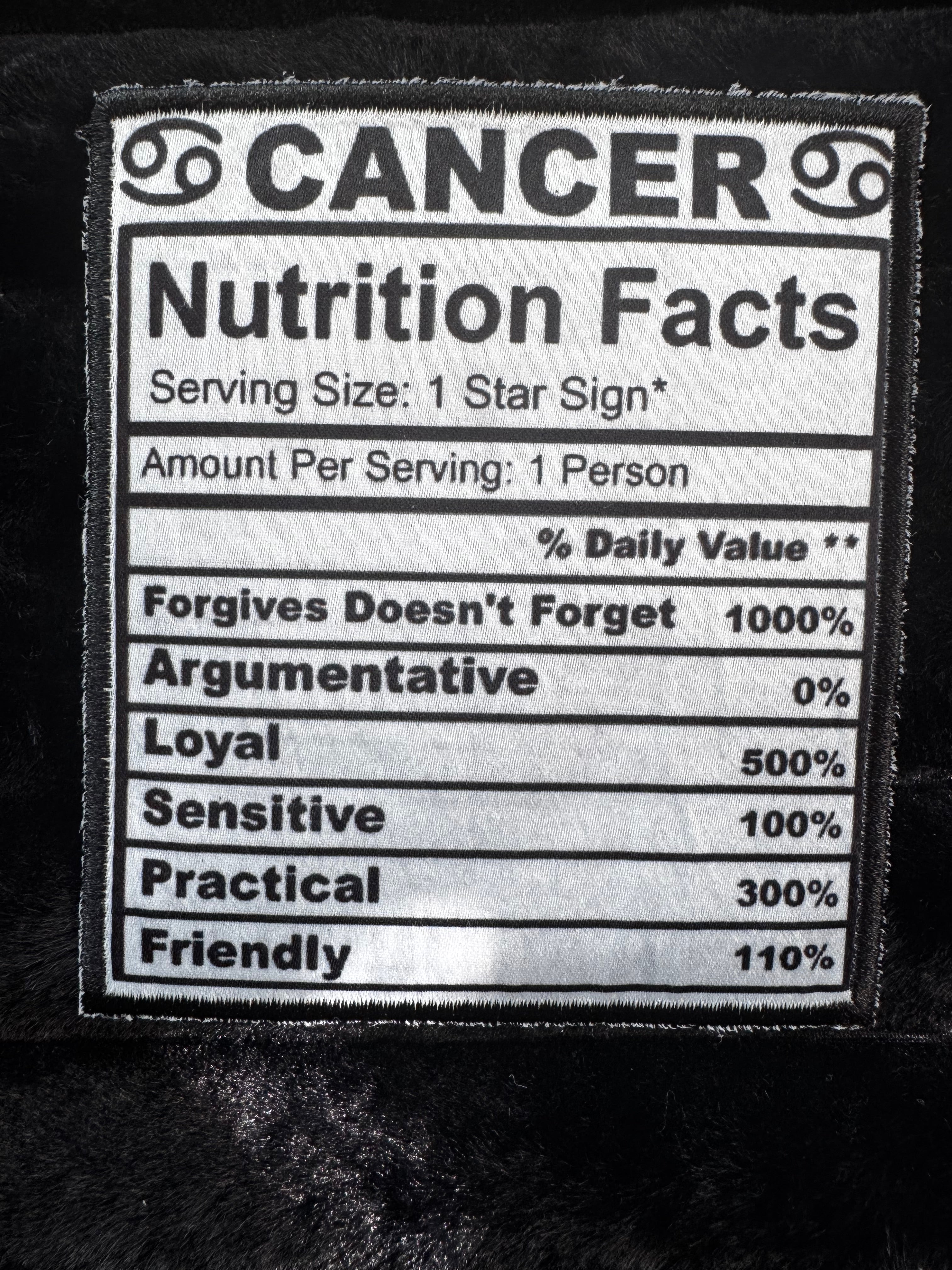 Zodiac Nutrition Fact Patches