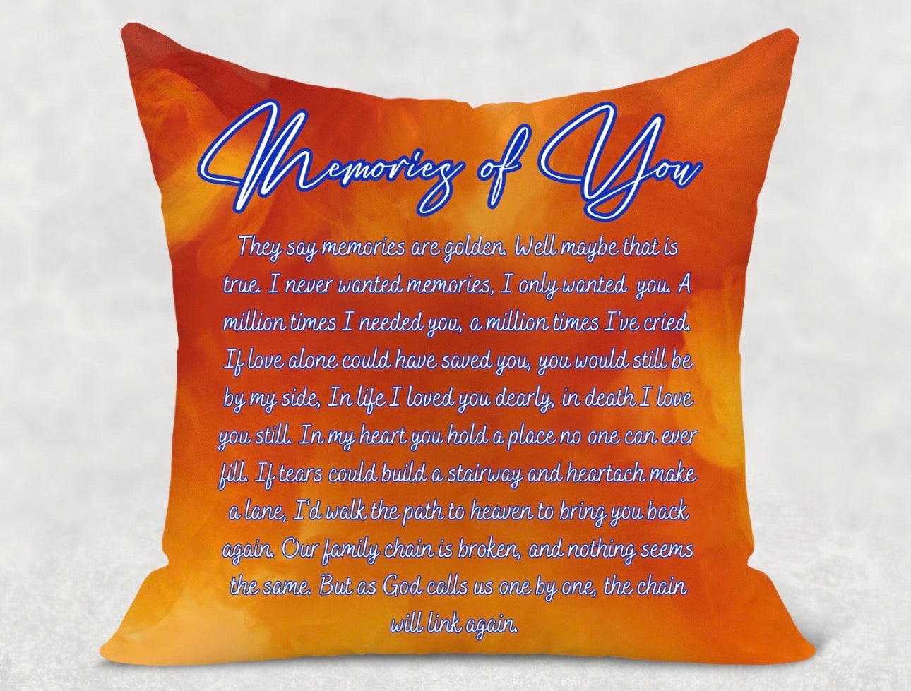 Custom Memorial Throw Pillow Cover 18x18 – Personalized Keepsake for Your Loved One
