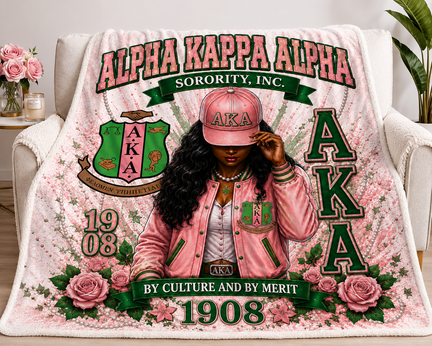 Alpha Kappa Alpha Inspired Ultra Soft Micro Fleece Blanket