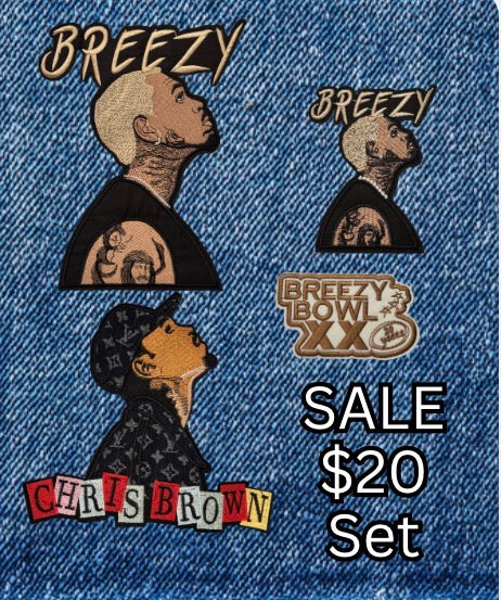 Breezy Patch Set - Chris Brown Embroidered Iron-On Patches (4-Piece)