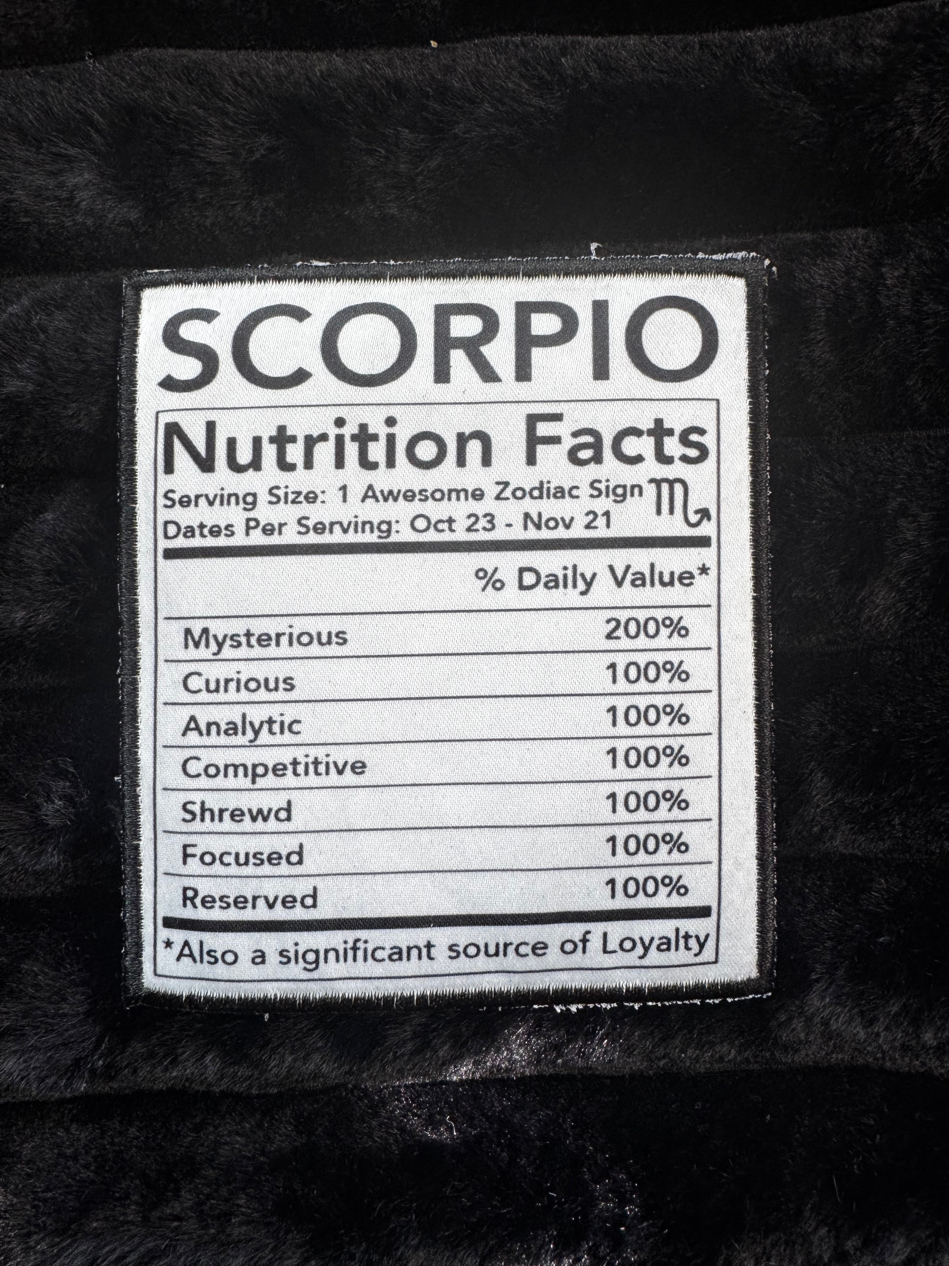 Zodiac Nutrition Fact Patches