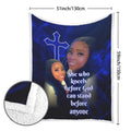 Custom Personalized Photo Blanket – "She Who Kneels Before God" Religious Memorial Gift