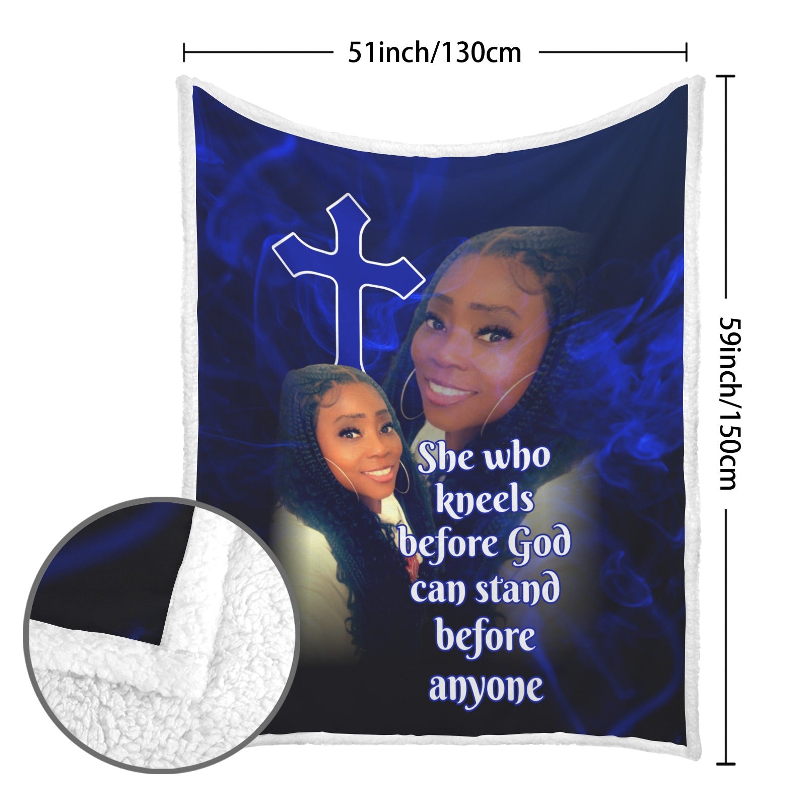 Custom Personalized Photo Blanket – "She Who Kneels Before God" Religious Memorial Gift
