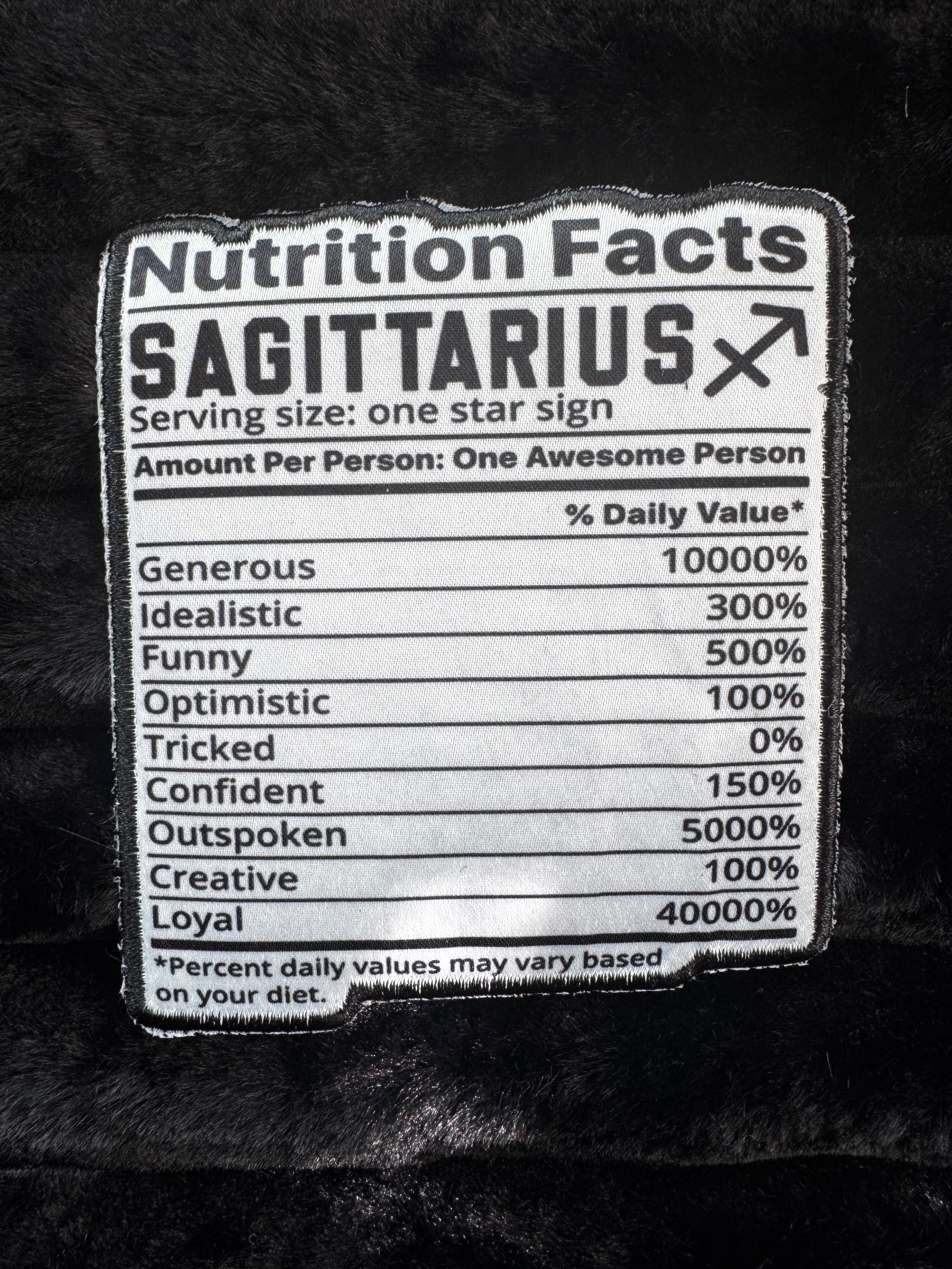 Zodiac Nutrition Fact Patches