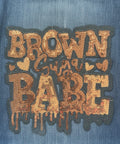 Brown Babe Sequin Patch - Gold Drip Design (6 inch)