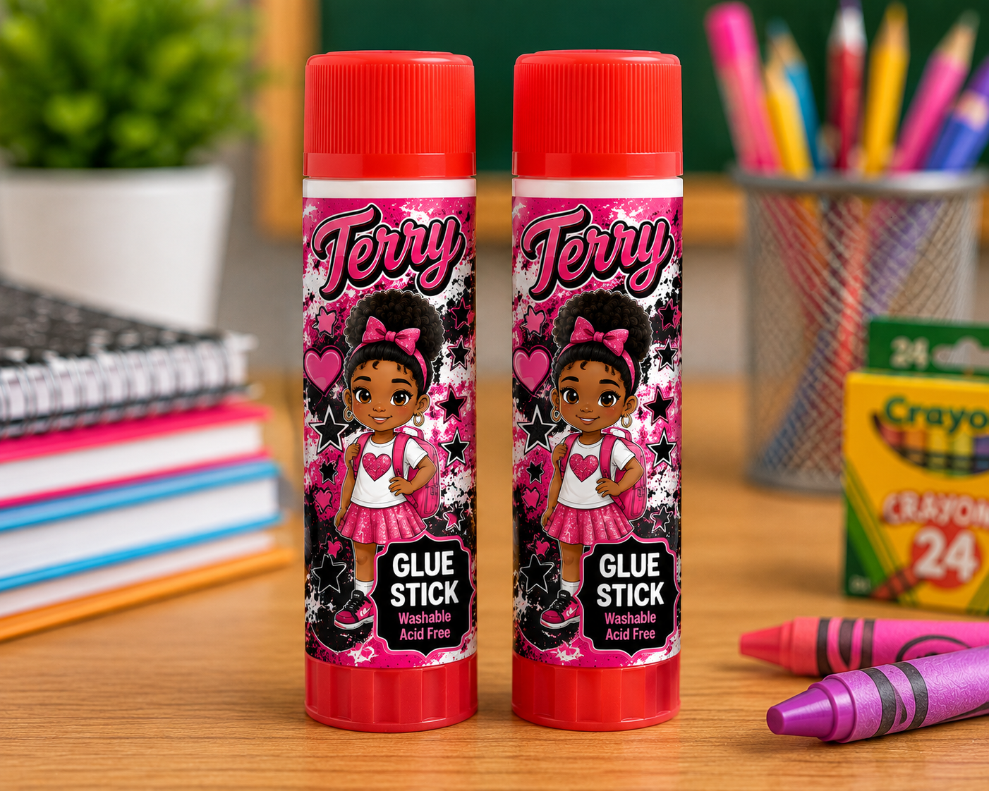 Custom Elmer's Glue Sticks Double Pack personalized with child name and photo