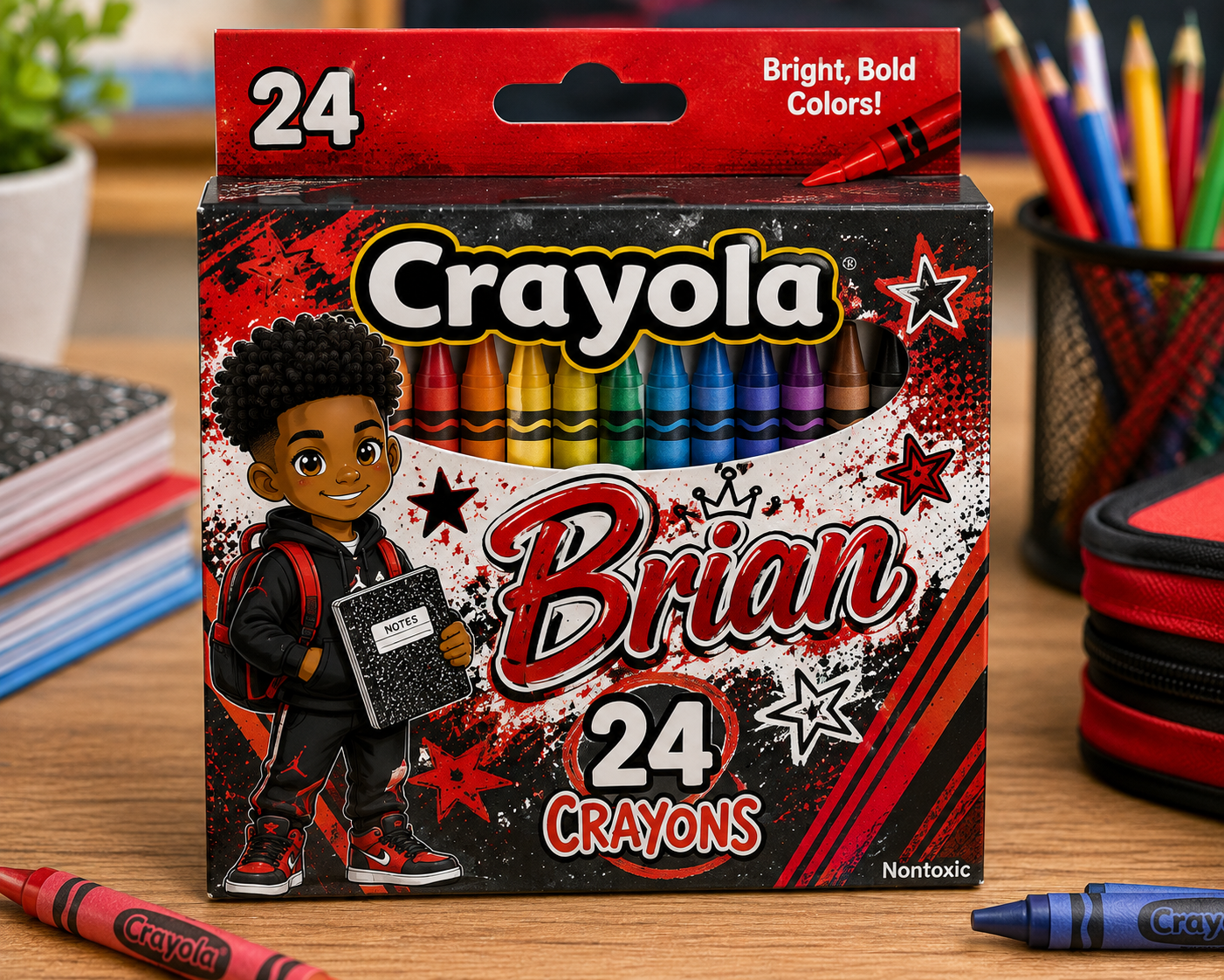Custom Crayola 24-Pack Crayons personalized with child name and photo
