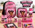 Custom Girls 10-Piece Pink Backpack and School Supply Bundle personalized with name