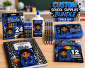 Custom Back to School Supply Bundle 7 Piece Personalized Set in bold blue theme