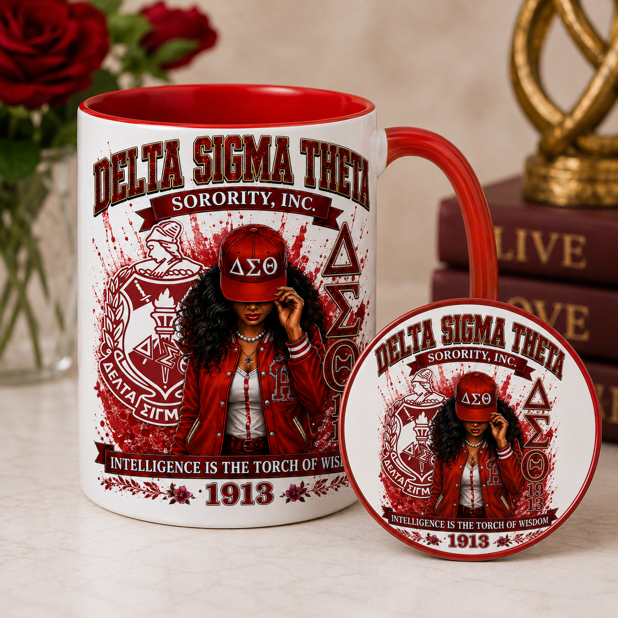 Delta Sigma Theta Inspired 11oz Coffee Mug & Coaster Set | ΔΣΘ Est. 1913