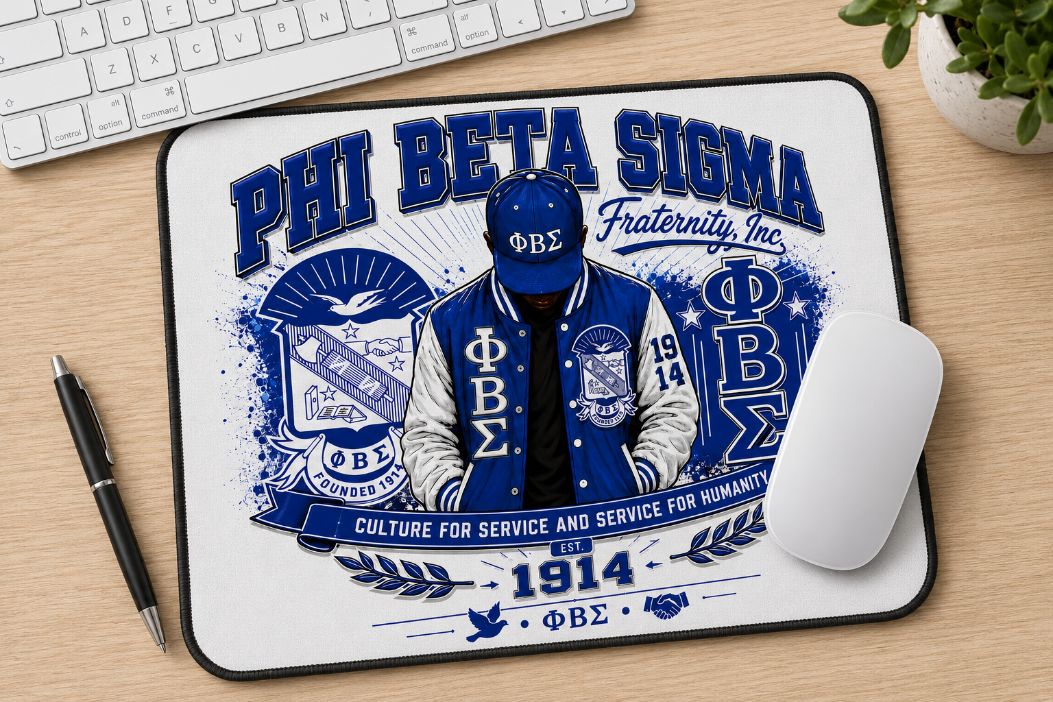Phi Beta Sigma Inspired Gaming & Desk Mousepad | ΦΒΣ Est. 1914