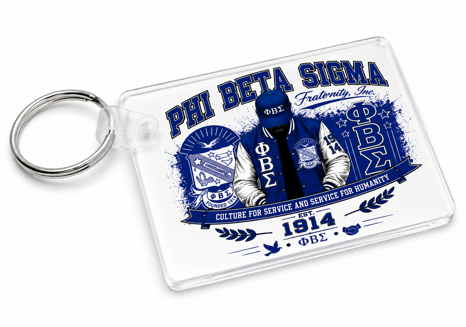 Phi Beta Sigma Inspired Acrylic Keychain | ΦΒΣ Est. 1914