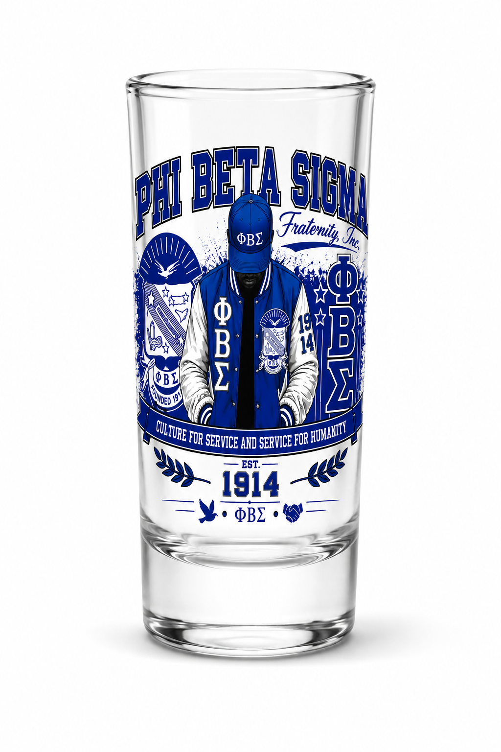 Phi Beta Sigma Inspired 2oz Tall Shot Glass | ΦΒΣ Est. 1914