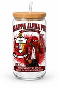 Kappa Alpha Psi Inspired 16oz Glass Cup with Bamboo Lid & Straw | KAΨ Est. 1911