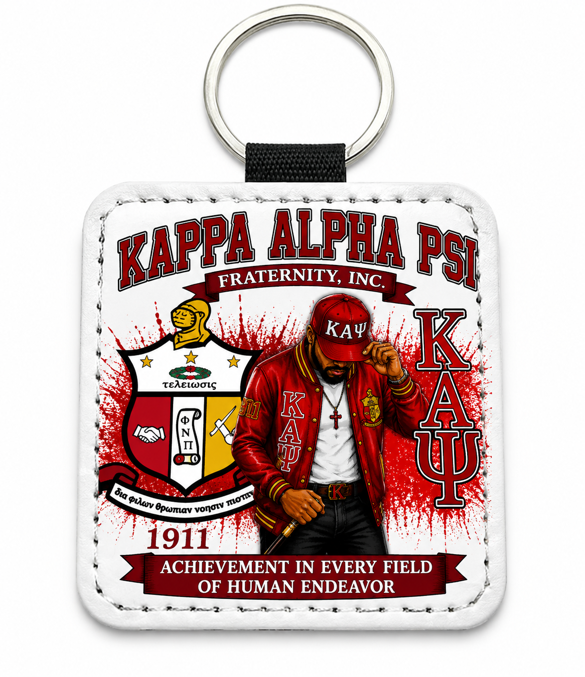 Kappa Alpha Psi Inspired PU Leather Keychain | KAΨ Est. 1911