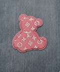 Pink Designer-Inspired Teddy Bear Iron-On Patch