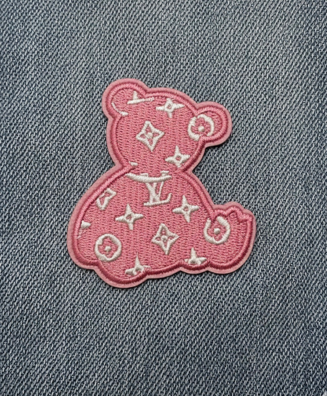 Pink Designer-Inspired Teddy Bear Iron-On Patch