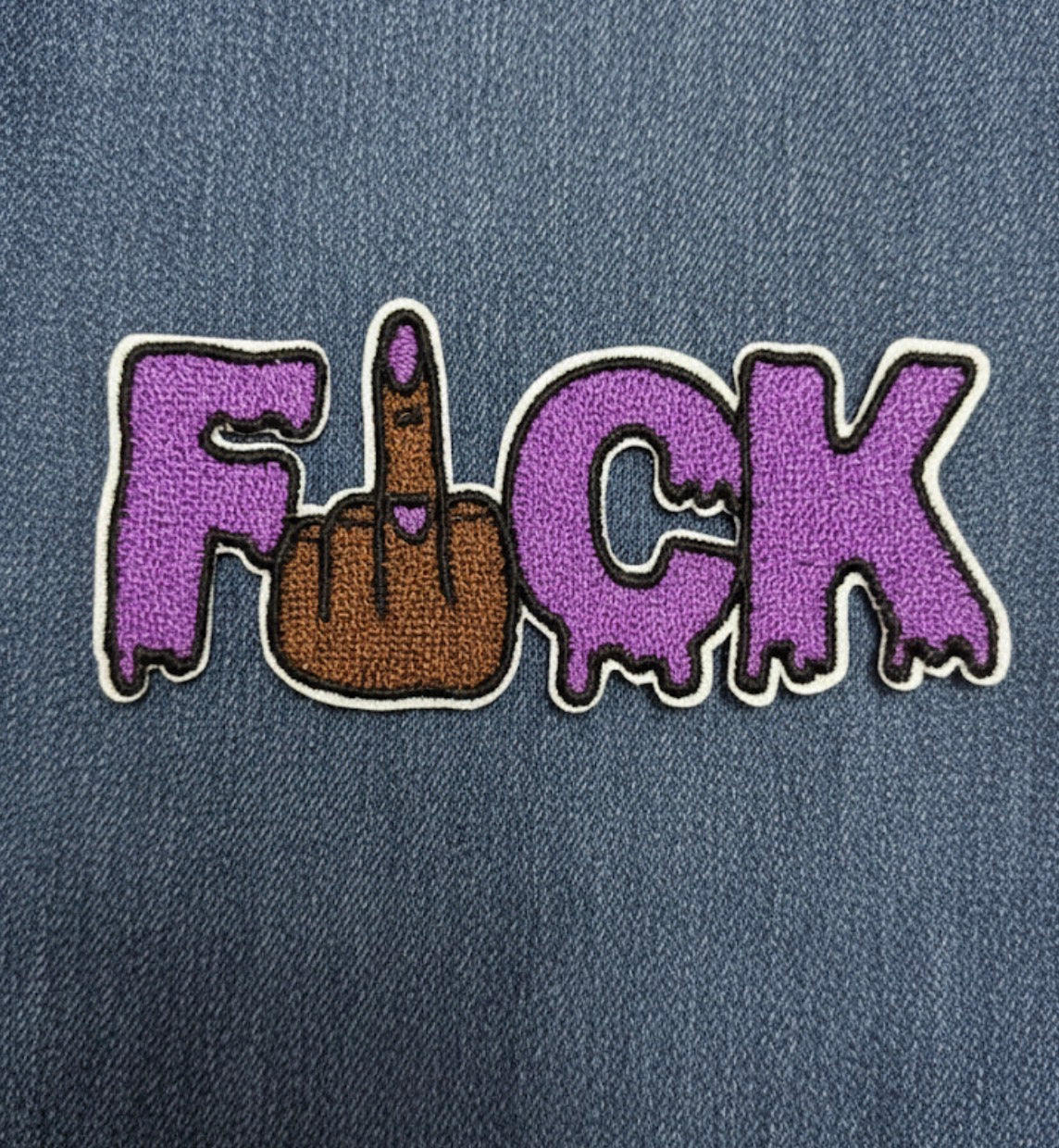 F*CK Embroidered Patch - Purple & Brown Middle Finger