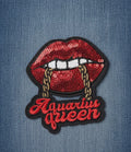 Red Sequin Lips & Gold Chain Zodiac Badge