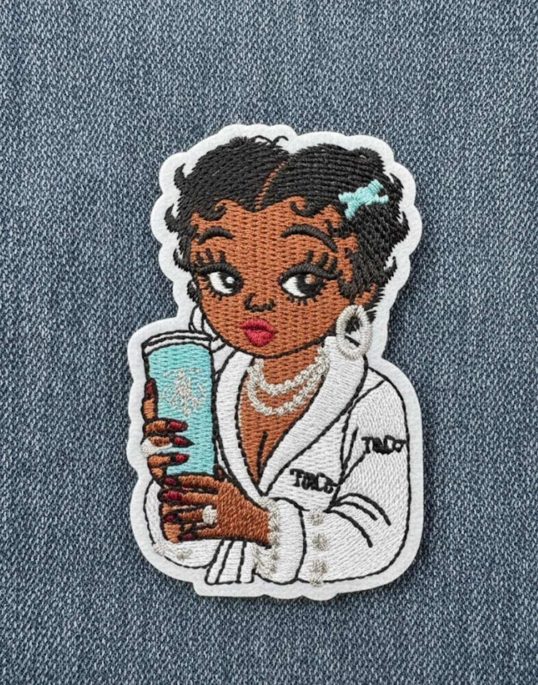 Stylish Tiff Blue Character Embroidered Patch