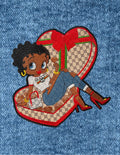 Betty Boop Luxury Valentine Heart Patch - Large Designer Embroidered Iron-On