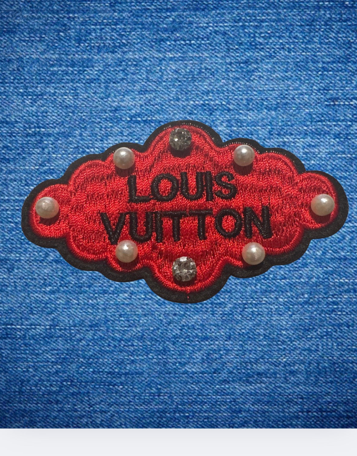 Radiant Crimson Cloud Embellished Patch