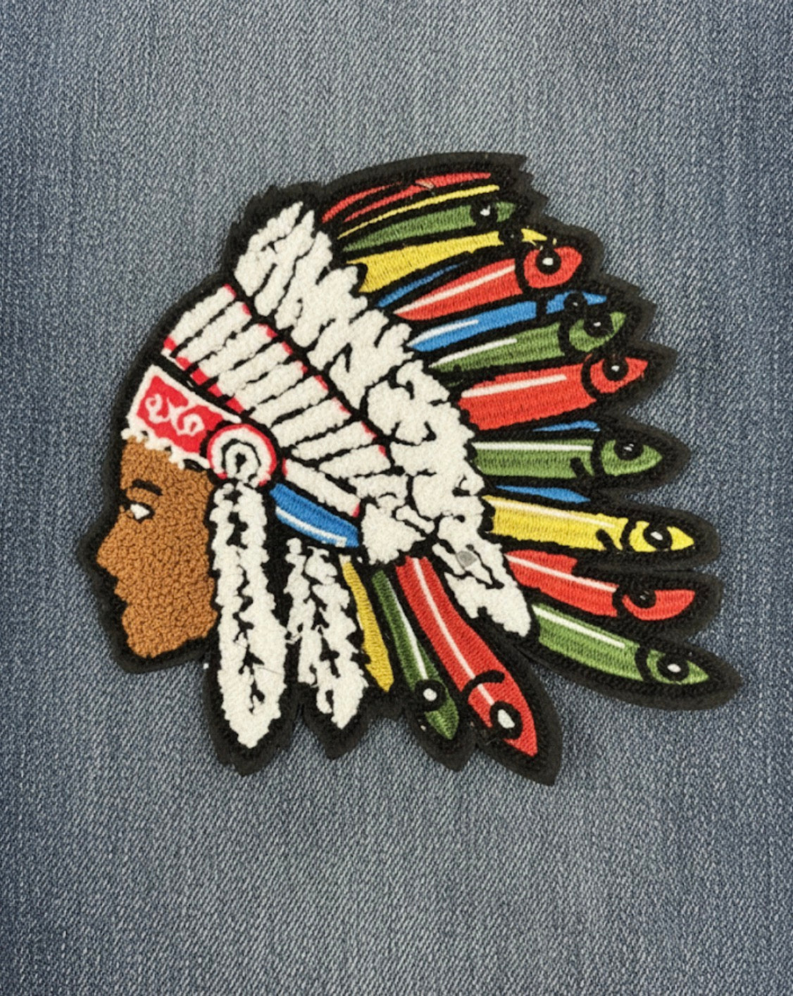 Cheif colorful Feather Headdress Iron-On Patch - Medium