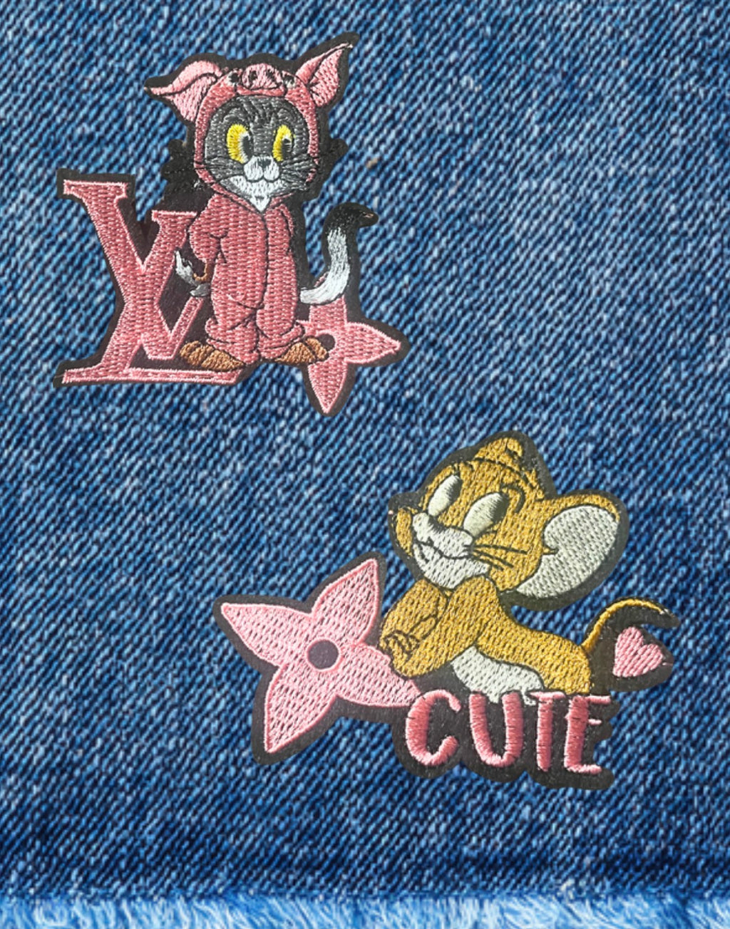 Iconic Cartoon Rivalry Iron-On Patches – High-Quality Embroidered Denim Accents