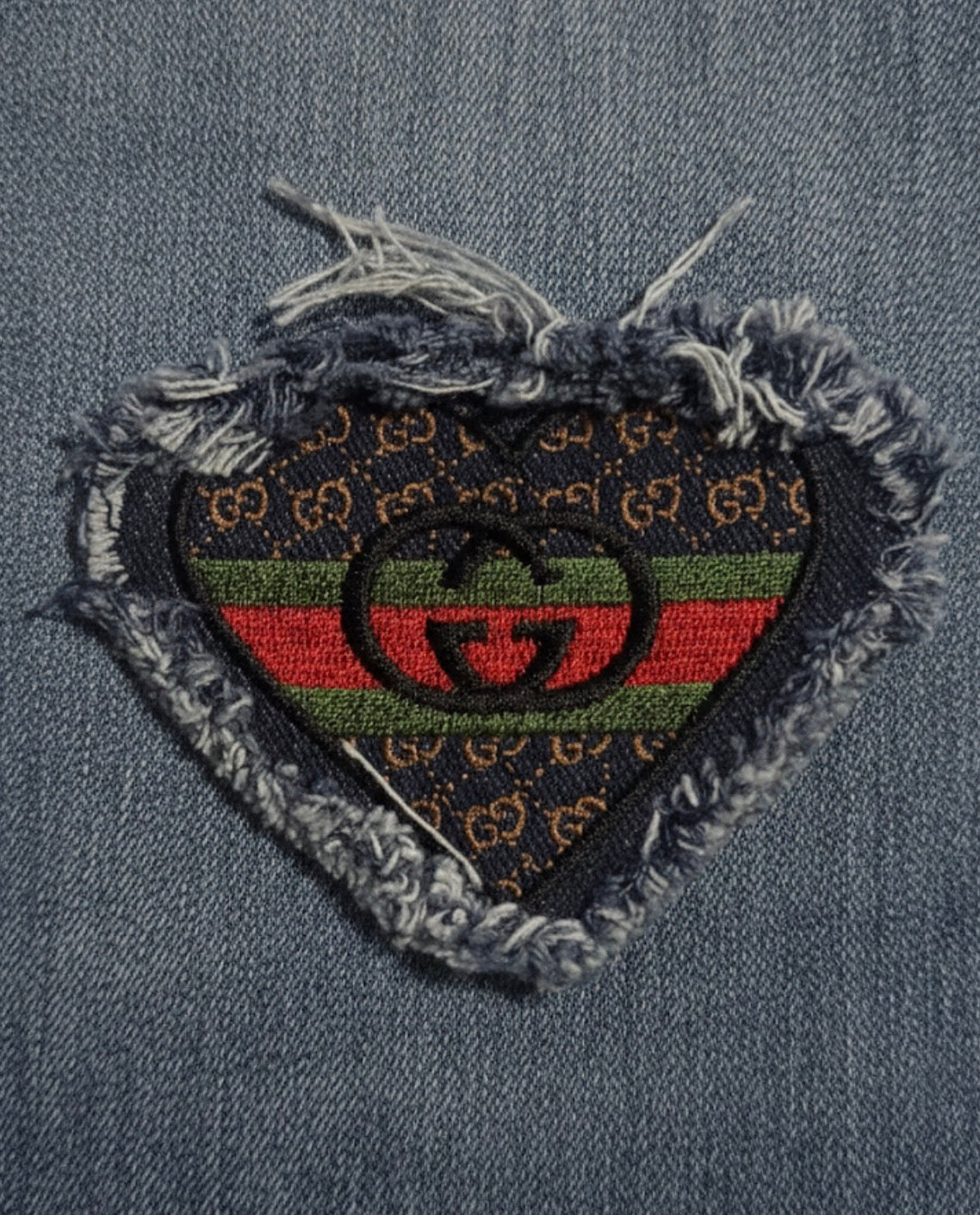 Designer-Inspired Frayed Denim Heart Patch