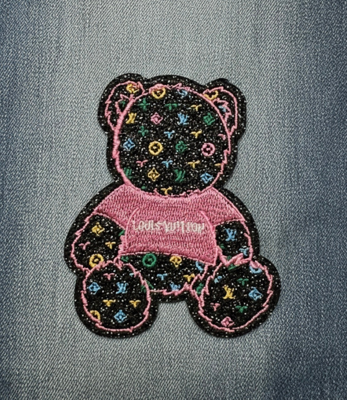 Glitter Teddy Bear Embroidered Patch