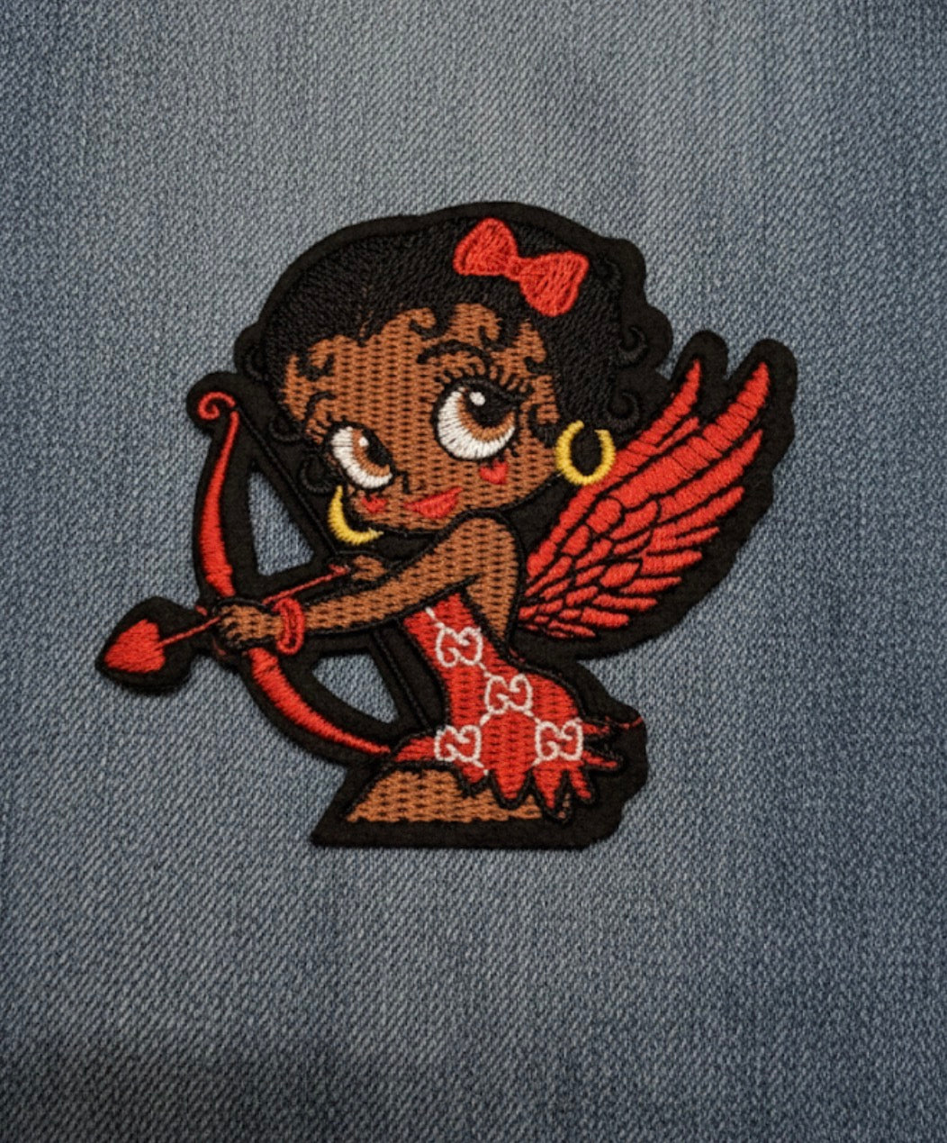 Cupid Betty Boop Embroidered Iron-On Patch - Valentine's Day Love Angel