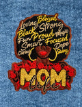 MOM Life Empowerment Patch - Loving Blessed Black Strong Embroidered Iron-On