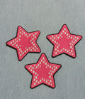 Pink Checkerboard Star Iron-On Patch Set - 3 Piece Pack