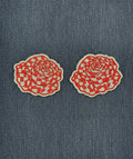 Two-Piece Glitter Rose Patch Set - Red & Gold Iron-On Embroidered Patches