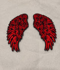 Red Glitter Embroidered Angel Wing Patches