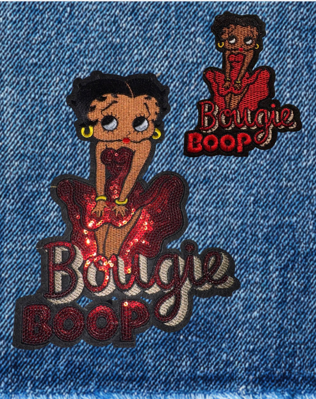 Bougie Boop Embroidered Iron-On Patches | Choose Large Sequin or Small Classic Style