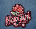 Hot Girl" Red Rose Sequin Iron-On Patch