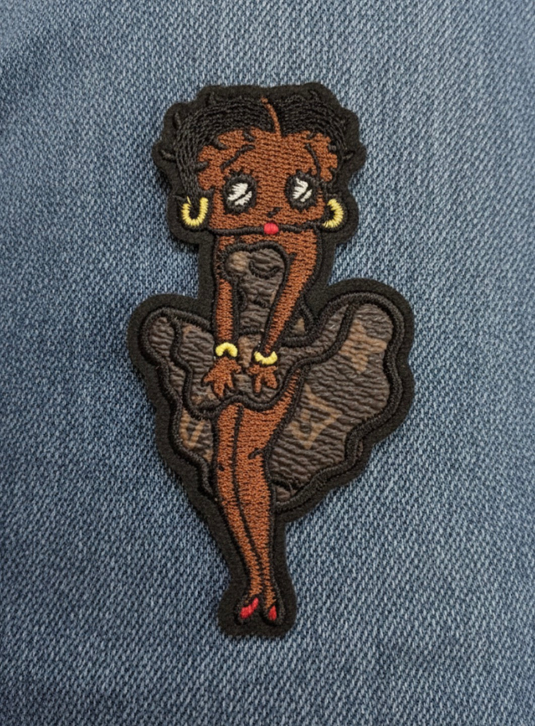 Luxury Monogram Betty Boop Leather Patch – Black Betty Boop Embroidered Applique