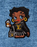 Luxury Betty Boop Leather Patch - Designer Inspired Embroidered Iron-On