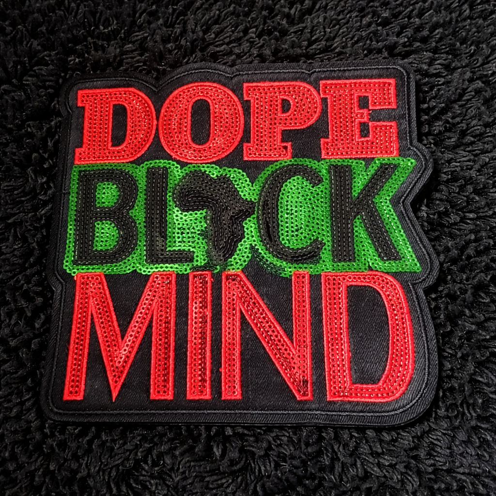 Dope Black Mind Sequin Patch – Red, Black & Green Statement Patch