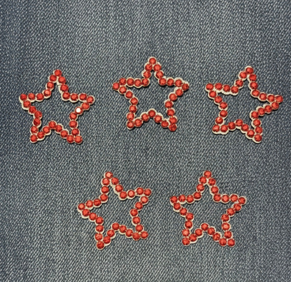 Five-Piece Red Rhinestone Star Patch Set