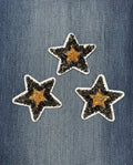 Three-Piece Sequin Star Patch Set - Black & Gold