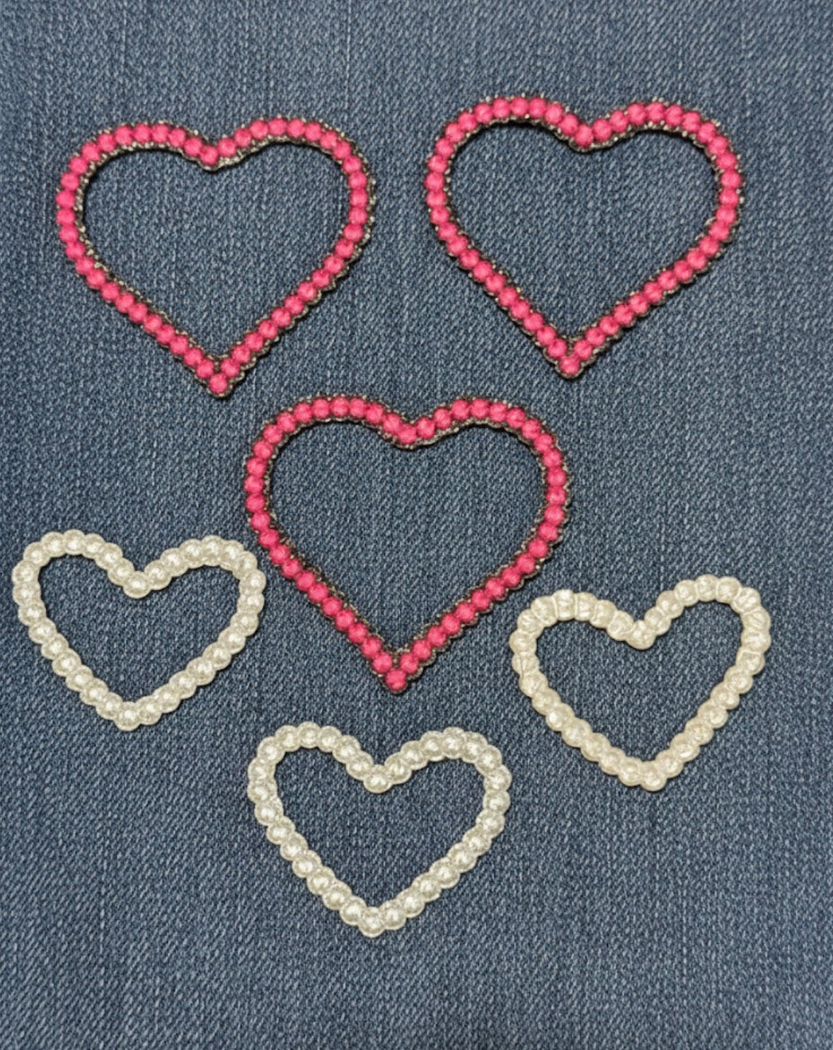 Six-Piece Heart Patch Set - Pink & White Sequin Hearts