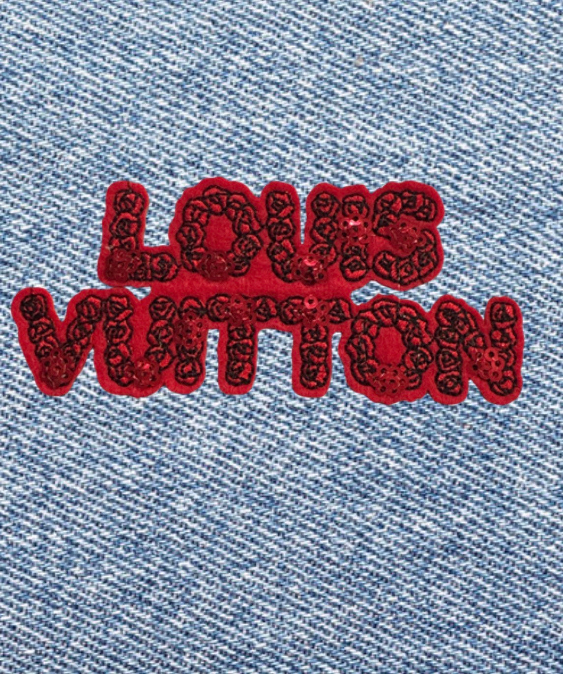 Love Vuitton Embroidered Patch - Red Floral Luxury Patch
