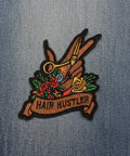 Hair Hustler Embroidered Patch | Tattoo Style Stylist Iron-On | Barber & Cosmetology Flair