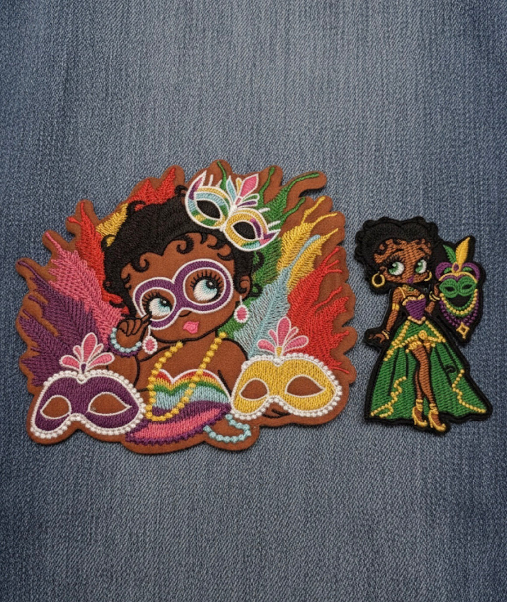 Betty Mardi Gras Patches - Embroidered Iron-On Patch Set