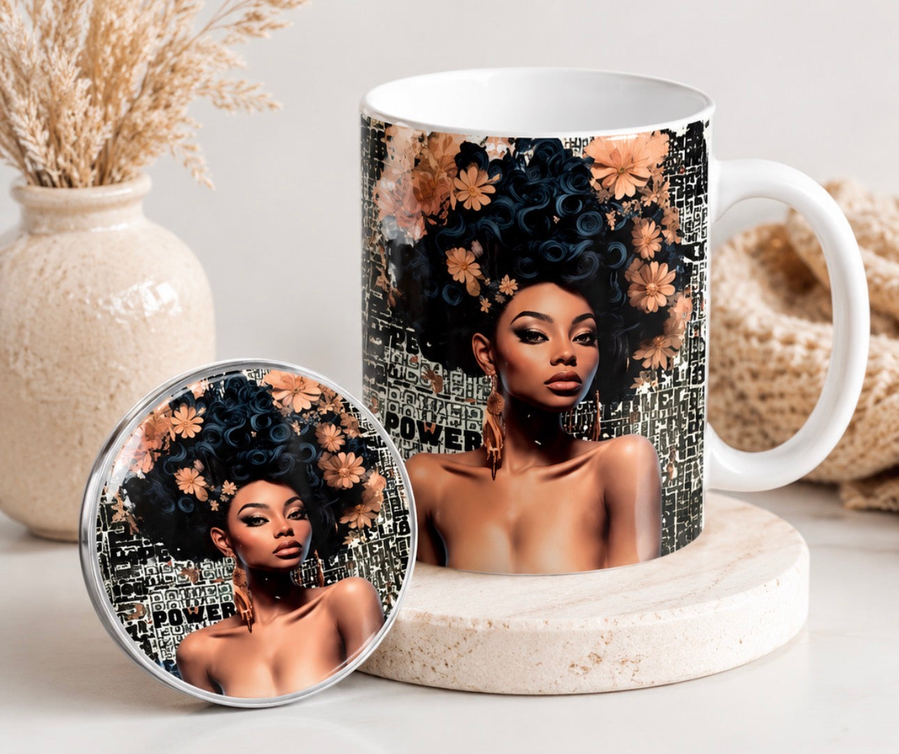 Afro Power Mug & Coaster Set
