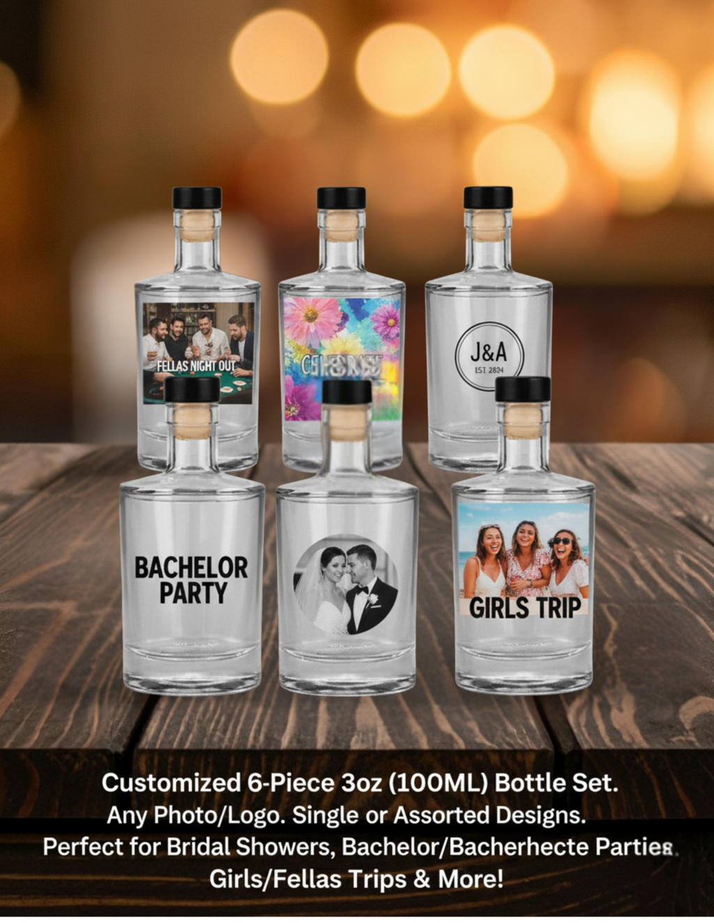 Custom 6-Piece Fillable Bottle Set (3oz)